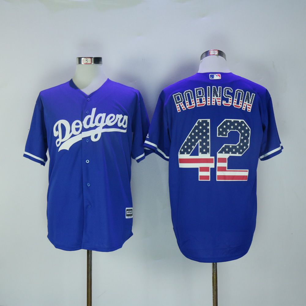 Men Los Angeles Dodgers #42 Robinson Blue National flag MLB Jerseys